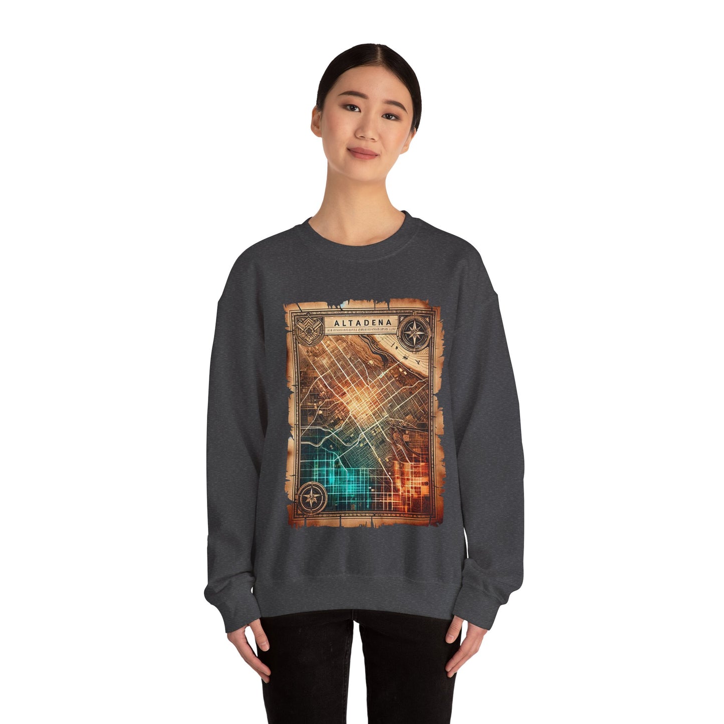 Futuristic Map Heavy Blend™ Crewneck Sweatshirt