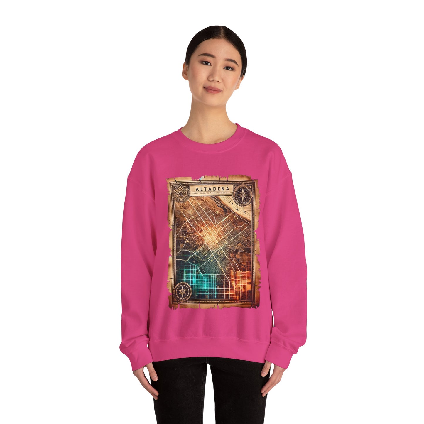 Futuristic Map Heavy Blend™ Crewneck Sweatshirt