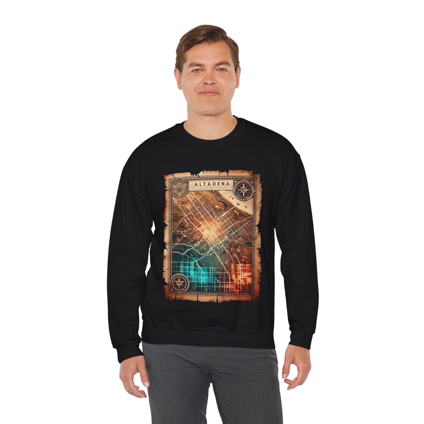 Futuristic Map Heavy Blend™ Crewneck Sweatshirt