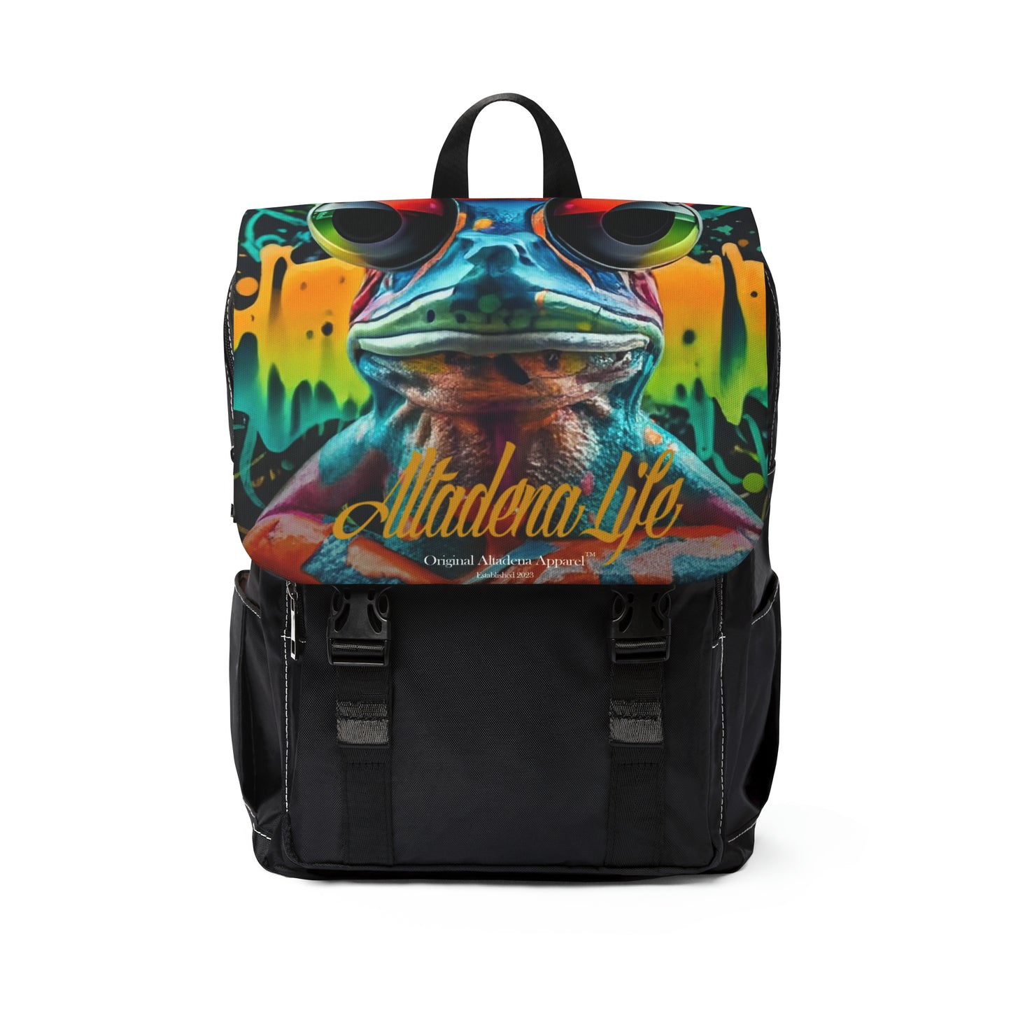 Altadena Life Psychedelic CA Frog Unisex Casual Shoulder Backpack