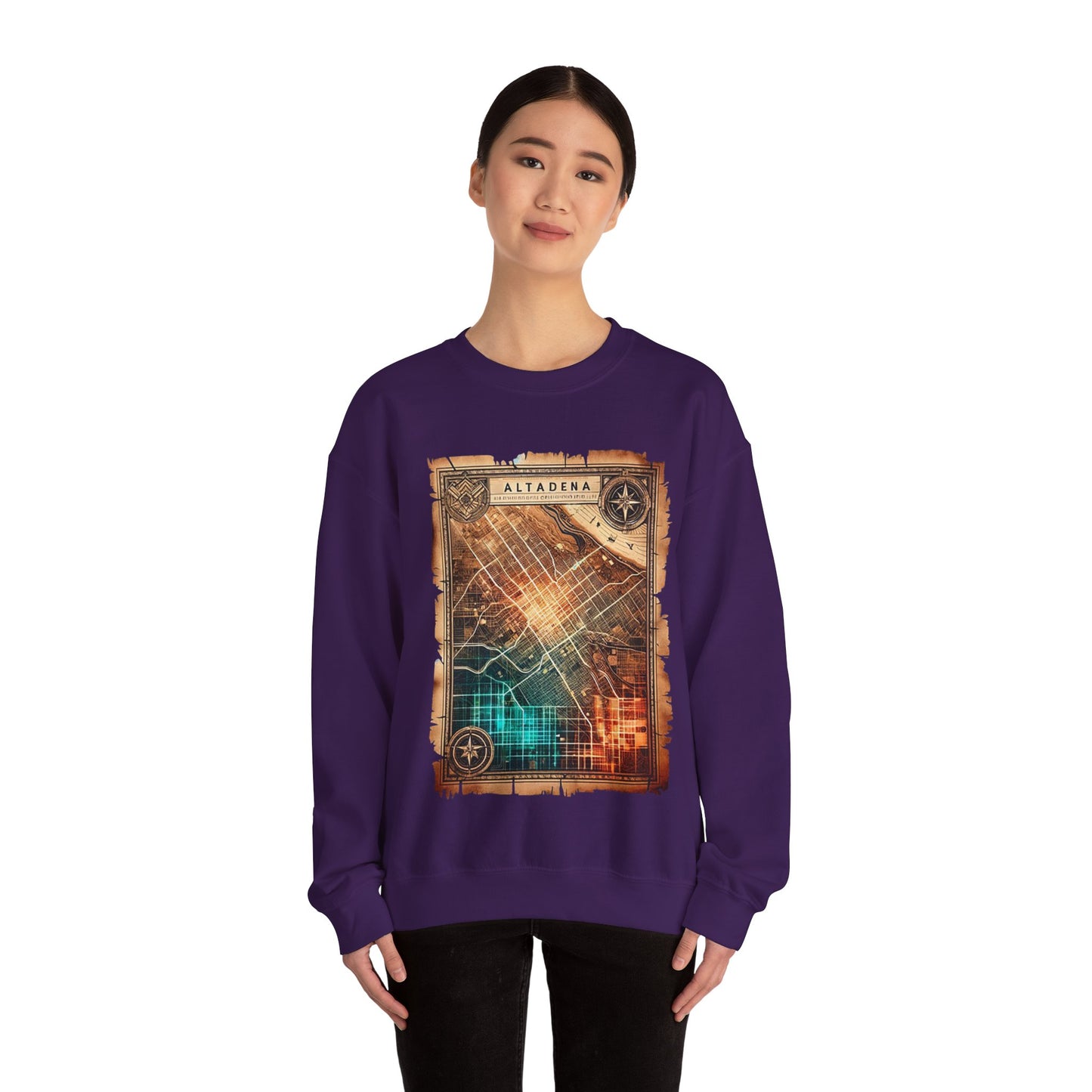 Futuristic Map Heavy Blend™ Crewneck Sweatshirt