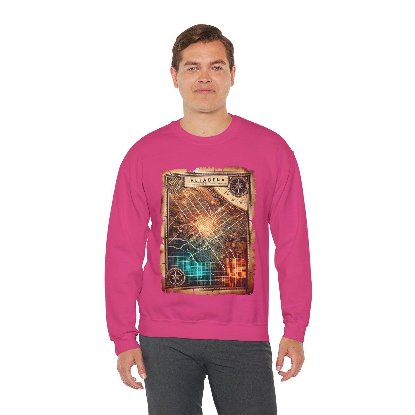 Futuristic Map Heavy Blend™ Crewneck Sweatshirt