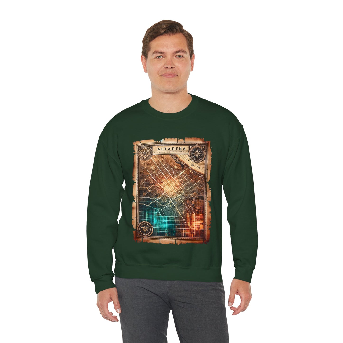 Futuristic Map Heavy Blend™ Crewneck Sweatshirt