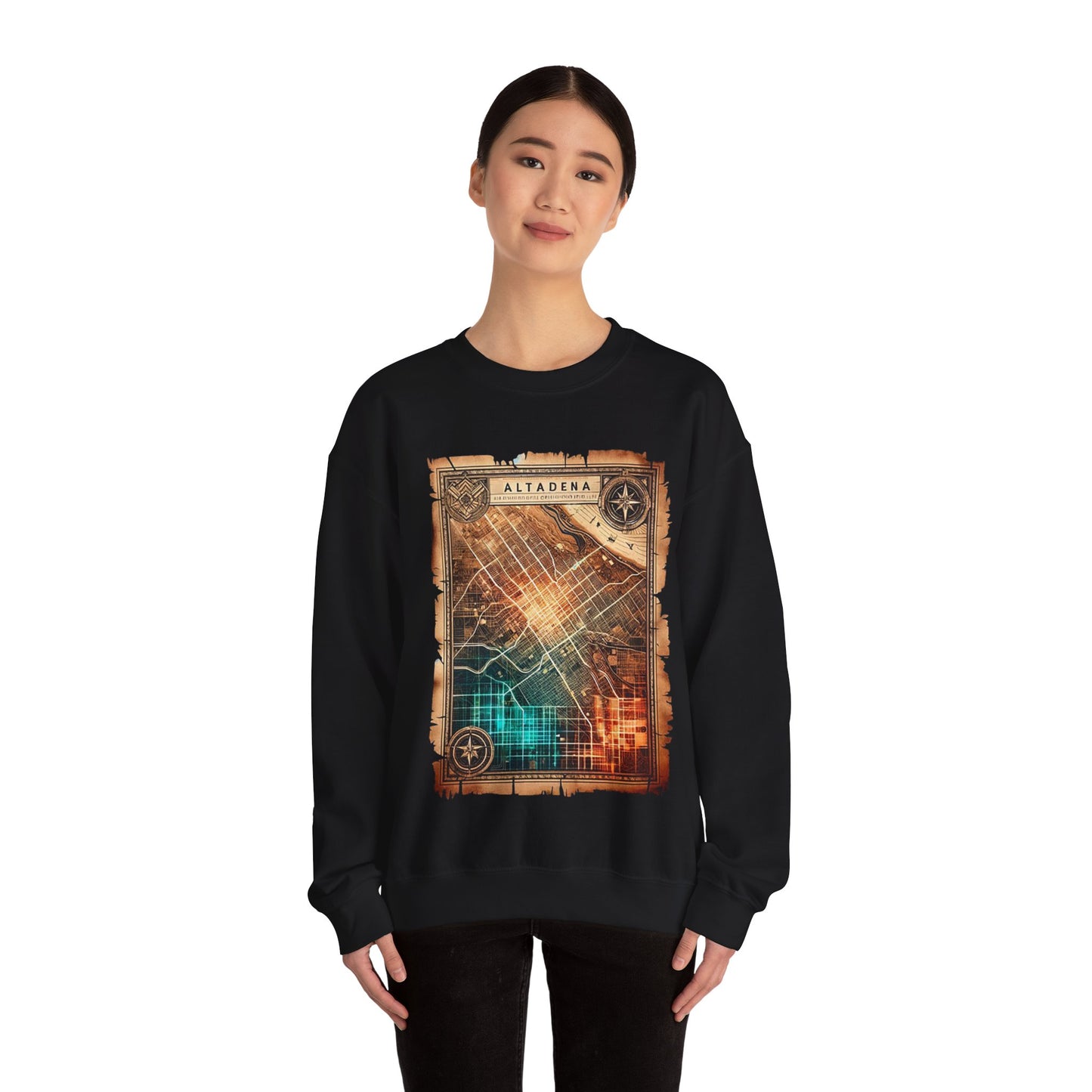 Futuristic Map Heavy Blend™ Crewneck Sweatshirt