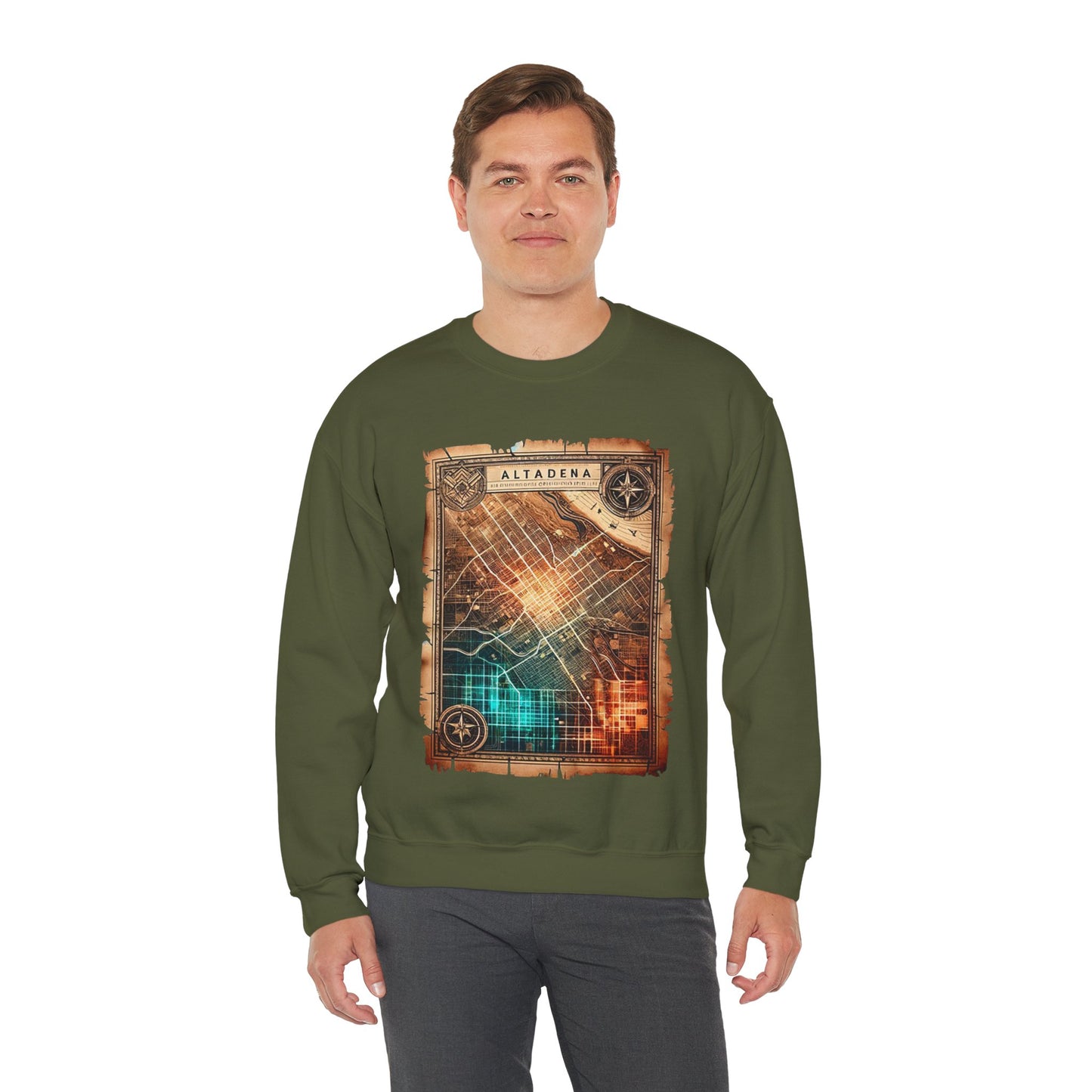 Futuristic Map Heavy Blend™ Crewneck Sweatshirt