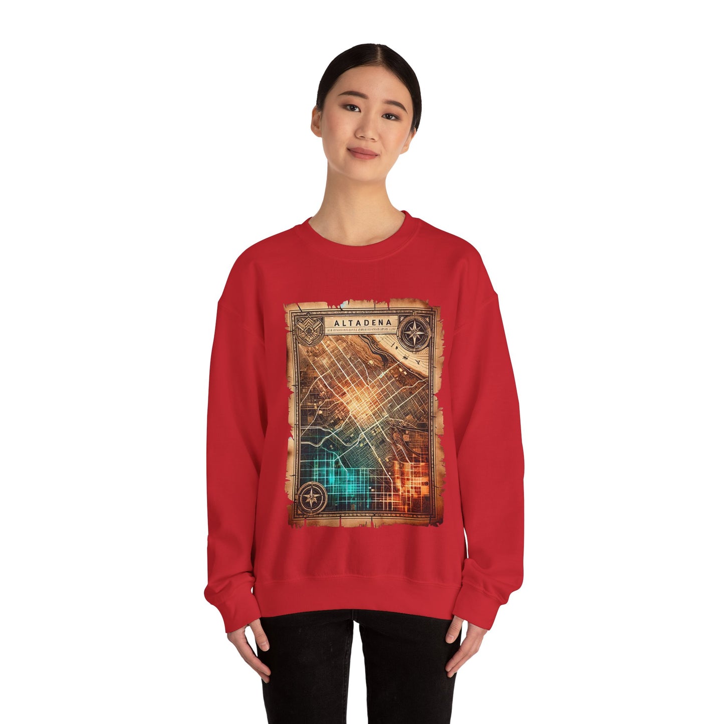 Futuristic Map Heavy Blend™ Crewneck Sweatshirt