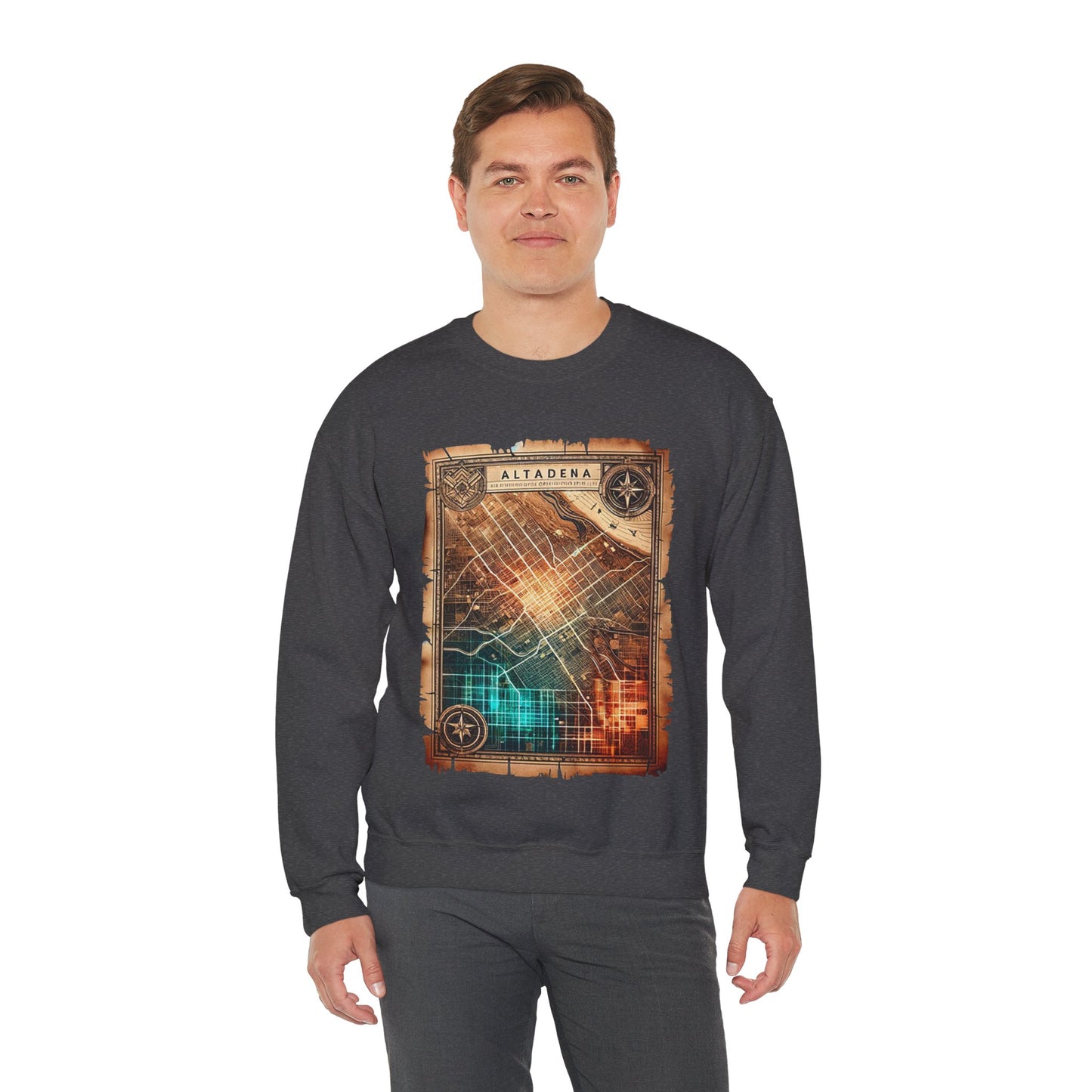 Futuristic Map Heavy Blend™ Crewneck Sweatshirt